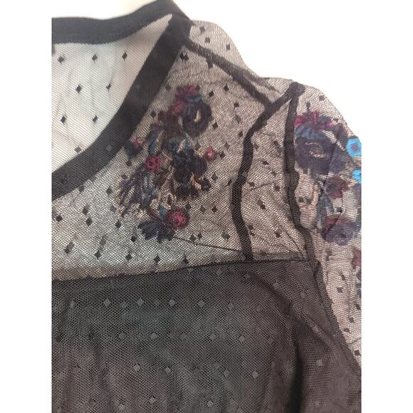 Lane Bryant Top 26/28 Floral Mesh Long Sheer Sleeves Fairy Witchy Whimsigoth - Picture 9 of 9